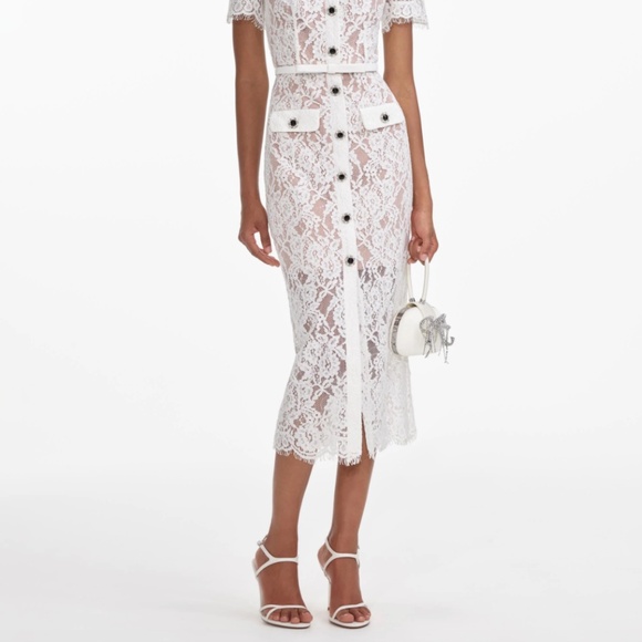 self-portrait White Lace Button Midi Dress Size: US12 - MSRP $615 - NWT - Picture 9 of 9